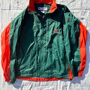 Columbia Miami Hurricanes Green Orange Windbreaker Men’s L